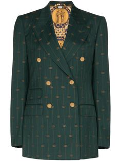 Gucci двубортный блейзер с узором GG