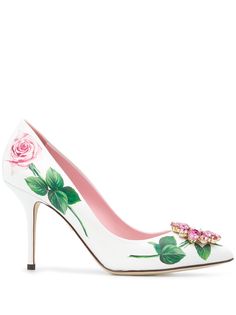 Dolce & Gabbana туфли-лодочки Tropical Rose с кристаллами