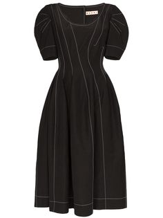 Marni платье миди с пышными рукавами