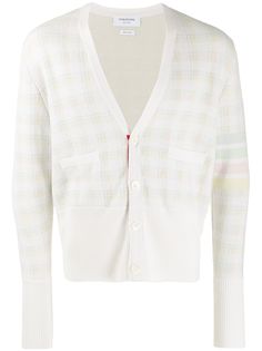 Thom Browne кардиган в клетку с V-образным вырезом