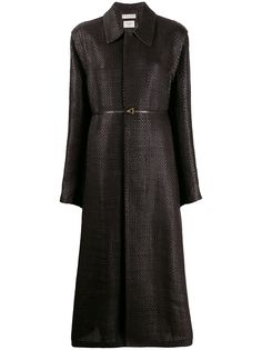 Bottega Veneta пальто строгого кроя с плетением Intrecciato