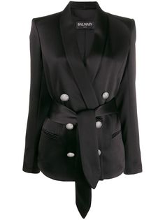 Balmain атласный блейзер с поясом