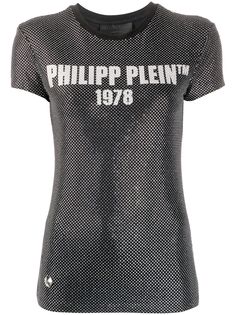 Philipp Plein футболка с логотипом и стразами