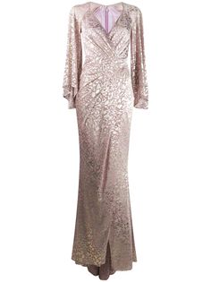 Talbot Runhof длинное платье с эффектом металлик