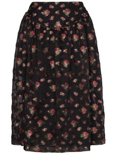 Simone Rocha пышная юбка миди с цветочной вышивкой
