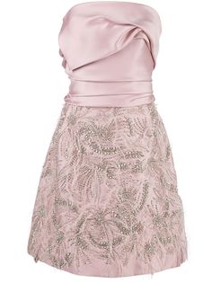 Marchesa платье без бретелей с драпировкой