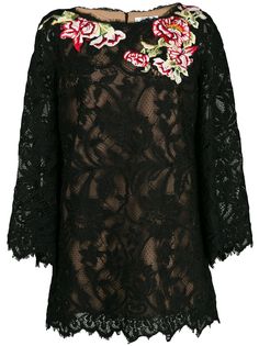 Marchesa кружевная блузка из цветочной вышивкой