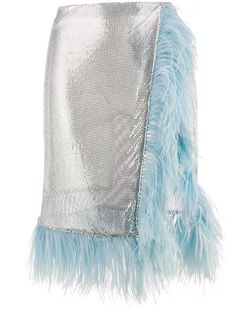 Christopher Kane юбка с перьями и эффектом металлик