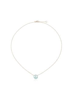 Rosa de la Cruz 18k gold necklace with turquoise peace pendant