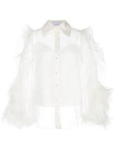 Marchesa прозрачная блузка с оборками на рукавах