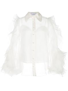 Marchesa прозрачная блузка с оборками на рукавах