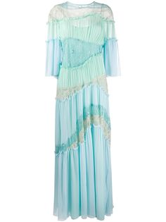 Alberta Ferretti плиссированное платье с кружевными вставками