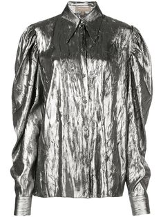 Michael Kors рубашка с пышными рукавами и эффектом металлик