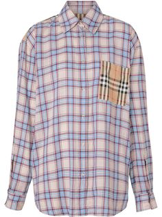 Burberry рубашка со вставкой в клетку Vintage Check