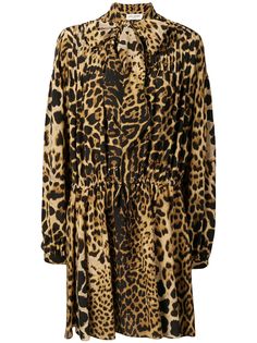 Saint Laurent платье с леопардовым принтом