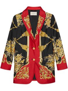 Gucci пиджак с принтом цветов и кисточек