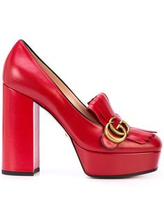 Gucci лоферы на платформе с логотипом GG