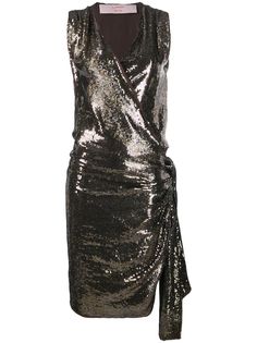 LANVIN Pre-Owned драпированное платье 2004-го года с пайетками