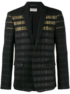 Saint Laurent блейзер в полоску с эффектом металлик