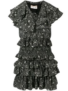 Saint Laurent шифоновое платье USA с принтом черепов
