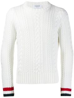 Thom Browne пуловер аранской вязки с круглым вырезом