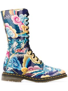 Yohji Yamamoto Pre-Owned сапоги 2000-х годов с принтом Japanese из коллаборации с Dr. Martines