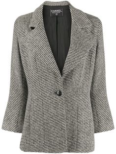Chanel Pre-Owned блейзер 1990-х годов узкого кроя в полоску