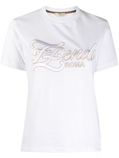 Fendi футболка с вышивкой FF Karligraphy