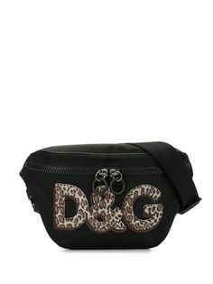 Dolce & Gabbana поясная сумка с леопардовым логотипом