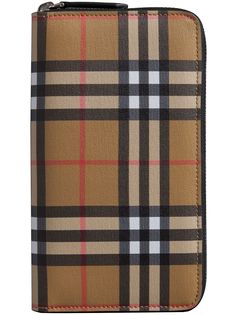 Burberry кошелек на молнии в клетку Vintage