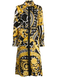 Versace платье-рубашка миди с принтом Baroque