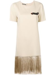 Alberta Ferretti платье трапеция мини с бахромой
