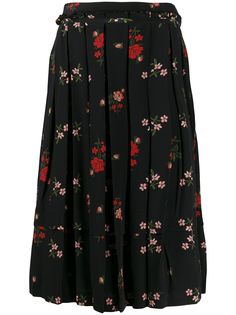 Simone Rocha плиссированная юбка с цветочным принтом