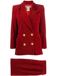 Yves Saint Laurent Pre-Owned двубортный пиджак с юбкой
