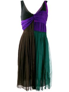 Prada Pre-Owned плиссированное платье в стиле колор-блок
