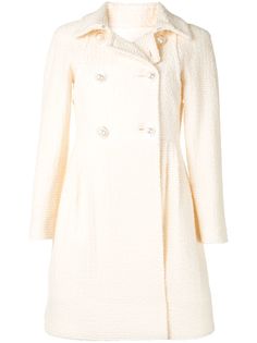 Chanel Pre-Owned двубортное пальто из ткани букле