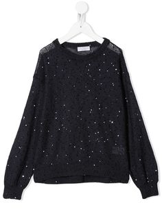 Brunello Cucinelli Kids трикотажный джемпер с пайетками