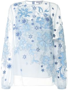 Andrew Gn прозрачная блузка с длинными рукавами и цветочным принтом