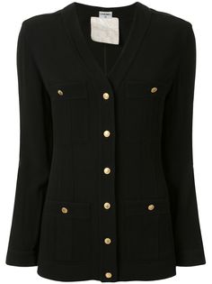 Chanel Pre-Owned топ на пуговицах с длинными рукавами и логотипом CC