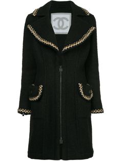 Chanel Pre-Owned пальто с узором на отделке