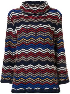 Yves Saint Laurent Pre-Owned джемпер с узором зигзаг и высоким воротником