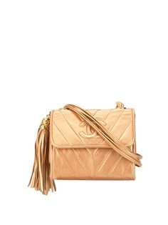 Chanel Pre-Owned стеганая сумка через плечо с кисточкой
