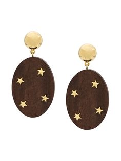 Eshvi star embellished wooden drop earrings