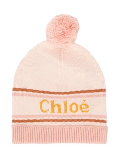 Chloé Kids вязаная шапка бини с логотипом