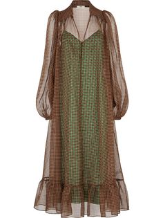 Fendi платье Vichy со вставками из тюля