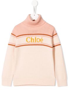 Chloé Kids джемпер с высоким воротником и логотипом