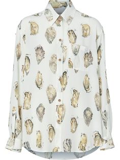 Burberry рубашка с принтом и искусственным жемчугом