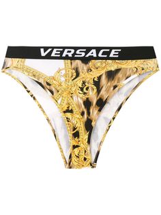 Versace плавки бикини с леопардовым принтом