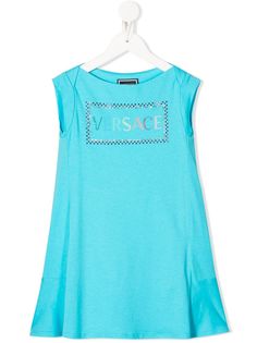 Young Versace платье-футболка с логотипом с кристаллами