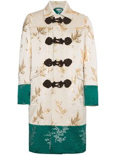 Gucci жаккардовое пальто с вышивкой дракона